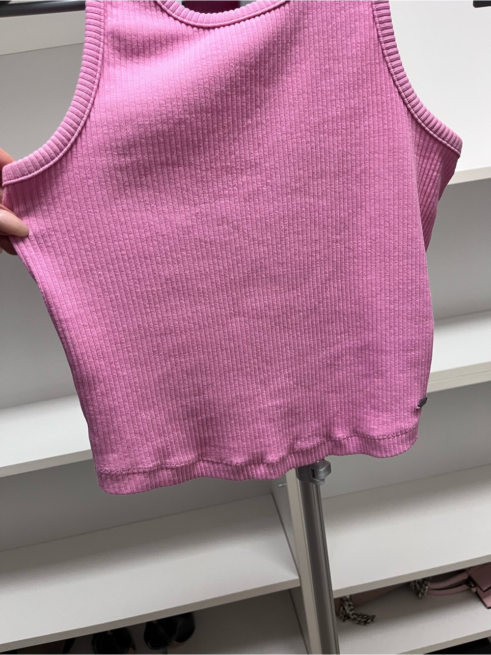 Zara Ribbed Cropped Tank - Pink - Picture 4 of 5